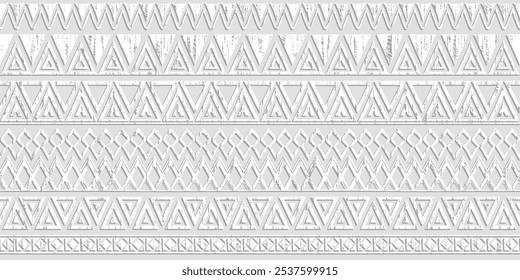 Seamless pattern, ethnic background, geometric ornament, light gray, vector design, border