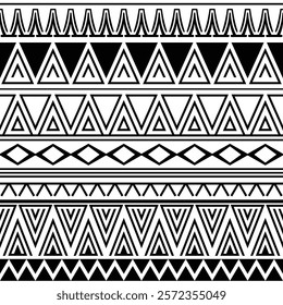 Seamless pattern, ethnic background, geometric ornament, vector design, border