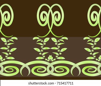 Seamless pattern with ethnic background of geometric and floral ornaments. Vector illustration could be used for background, dishes, textile, house interior, wallpaper or border.
