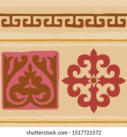 Seamless pattern. Ethnic background on the theme of Scythian and Turkic art, vector design.