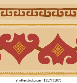 Seamless pattern. Ethnic background on the theme of Scythian and Turkic art, vector design.