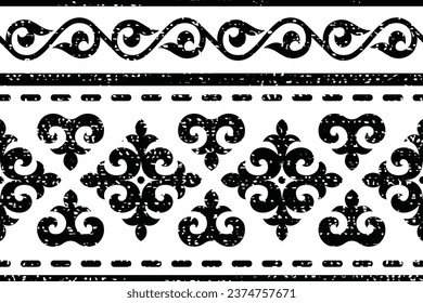 Seamless pattern, ethnic background on the theme of Turkic art, grunge texture, vector design