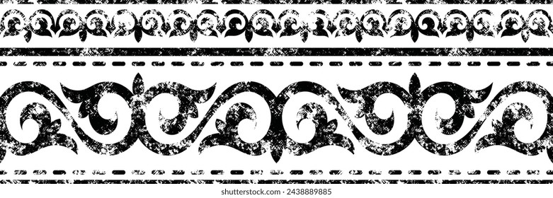 Seamless pattern, ethnic background on the theme of Turkic art, grunge texture, vector design