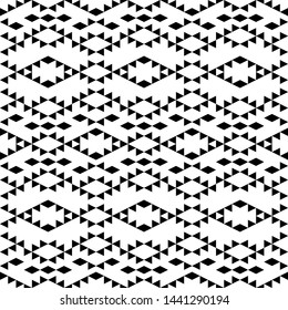 Seamless pattern. Ethnic background. Simple shapes wallpaper. Rhombuses, triangles ornament. Geometric backdrop. Digital paper, web designing, textile print. Vector art.