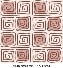 Seamless pattern. Ethnic background, spirals, hand drawing.