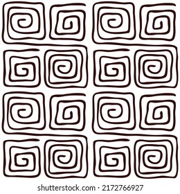 Seamless pattern. Ethnic background, spirals, hand drawing.
