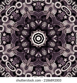 Seamless pattern ethnic boho art mandala doodle vector