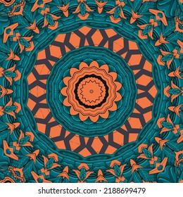 Seamless Pattern Ethnic Boho Art Mandala Asian Vector