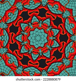 Seamless pattern ethnic boho art mandala asian vector
