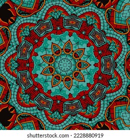 Seamless pattern ethnic boho art mandala asian vector