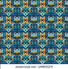 seamless pattern with ethnic of borneo batik style. traditional Indonesian fabric motif. vector design inspiration. Creative textile background for fashion or clothing. Motif of dayak cultures