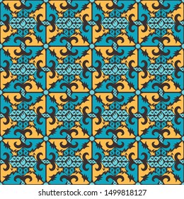 seamless pattern with ethnic of borneo batik style. traditional Indonesian fabric motif. vector design inspiration. Creative textile background for fashion or clothing. Motif of dayak cultures