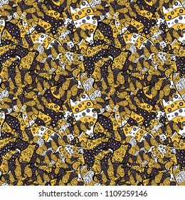 Seamless pattern ethnic design. Marine background with flowers, seashells, mandalas and watercolor effect. Textile print for bed linen, jacket, package design, fabric and fashion concepts.