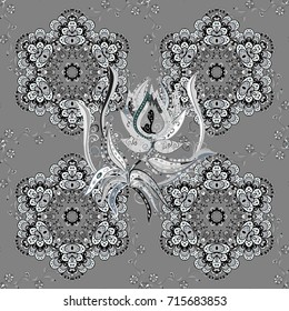 Seamless pattern ethnic design. Marine background with flowers, seashells, mandalas and watercolor effect. Textile print for bed linen, jacket, package design, fabric and fashion concepts.