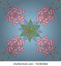 Seamless pattern ethnic design. Marine background with flowers, seashells, mandalas and watercolor effect. Textile print for bed linen, jacket, package design, fabric and fashion concepts.