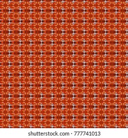 Seamless pattern ethnic design in orange, brown and red colors. Geometric background with tribal tiles. Vector textile print for bed linen, jacket, package design, fabric and fashion concepts.