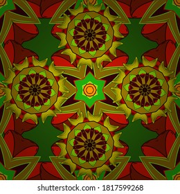 Seamless pattern ethnic design. Textile print for bed linen, jacket, package design, fabric and fashion concepts. Marine background with flowers, seashells, mandalas and watercolor effect.
