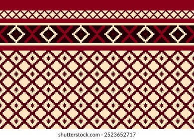 Seamless pattern ethnic design. Tribal motif background texture. Traditional geometric ornament. Native weaving style. Vintage fabric pattern. Cultural textile wallpaper. Seamless decorative art.