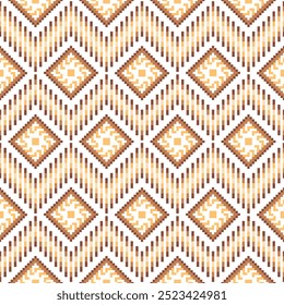 seamless pattern, Ethnic pattern designs, ethnic pattern graphics, geometric shapes and flowers are used for weaving ,rug, Ethnic abstract pixel art style, embroidery style illustration, pixel art.