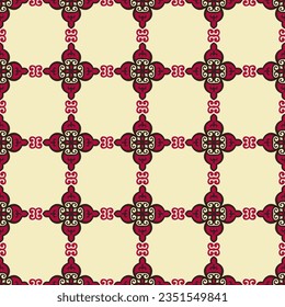 Patrón sin foco con elemento étnico. Ornamentos kirguisos y kazajos. Los diseños de textura se pueden utilizar para fondos, motivos, textiles, papel pintado, tejidos, envoltura de regalo, plantillas, alfombras, baldosas. Vector.	
