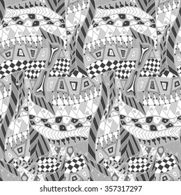 Seamless pattern with ethnic elements. Ornate zentangle texture, endless pattern with aethnic elements. Pattern can be used for wallpaper, pattern fills, web page background, surface textures.