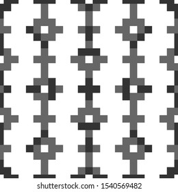 Seamless pattern. Ethnic embroidery background. Tribal wallpaper. Figures, squares, rectangles image. Shapes ornament. Tribe motif. Ancient backdrop. Digital paper, web design, textile print. Vector