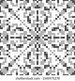Seamless pattern. Ethnic embroidery background. Tribal wallpaper. Simple shapes ornament. Crosses, squares, rectangles, figures vector. Tribe motif. Ancient backdrop. Digital paper, textile print