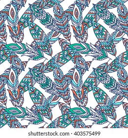Seamless Pattern with Ethnic Feathers, can be used for wallpaper, web page background, greeting cards, fabric print