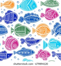 Seamless pattern of ethnic fish