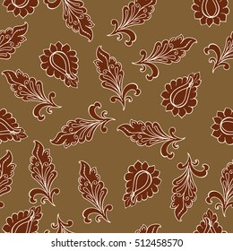 Seamless pattern with ethnic flowers. Design wrapping, paper, fabric.