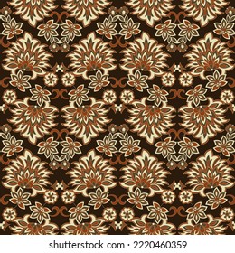 Seamless pattern with ethnic flowers. Vector Floral Illustration in asian textile style