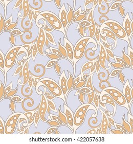 Seamless pattern with ethnic flowers. Vector Floral Illustration 