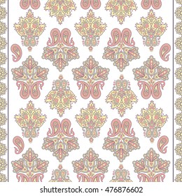 seamless pattern with ethnic flowers. Vector Floral Illustration in asian textile style