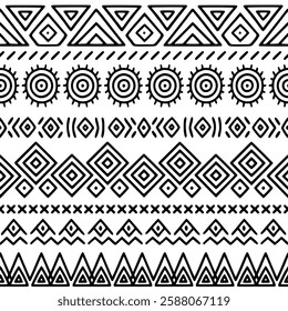 Seamless pattern, ethnic hand drawn background, vector design