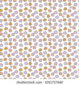 Seamless pattern with Ethnic Hearts, in retro 80s style for fabric print, paper print and website backdrop. Valentines Day. White, neutral and yellow Vector illustration.