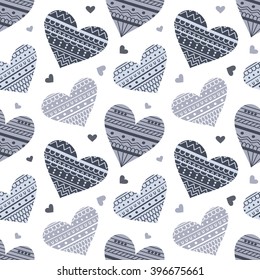 Seamless Pattern with Ethnic Hearts, vector illustration for fabric print, paper print and website backdrop