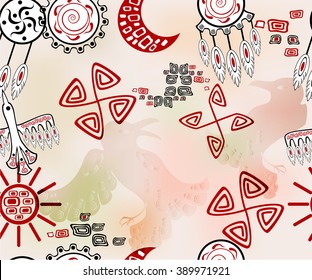 Seamless pattern with ethnic Indian elements. EPS10 vector illustration
