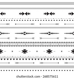 Seamless pattern in ethnic indian style. Vector illustration. Antique American Navajo textile. Abstract background. 
