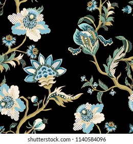 Seamless pattern with ethnic Japanese ornament elements. 