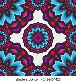 Seamless pattern with ethnic mandala art ornament. Mandala seamless pattern background. Floral mandala pattern background