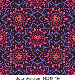Seamless pattern with ethnic mandala art ornament. Mandala seamless pattern background. Floral mandala pattern background