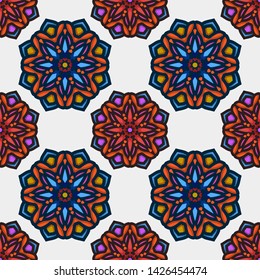 Seamless pattern with ethnic mandala art ornament. Mandala seamless pattern background. Floral mandala pattern background