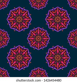 Seamless pattern with ethnic mandala art ornament. Mandala seamless pattern background. Floral mandala pattern background