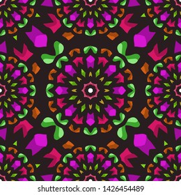 Seamless pattern with ethnic mandala art ornament. Mandala seamless pattern background. Floral mandala pattern background