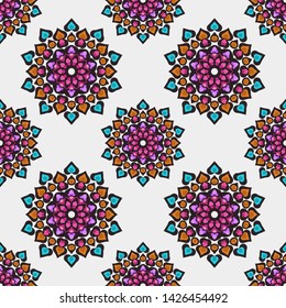 Seamless pattern with ethnic mandala art ornament. Mandala seamless pattern background. Floral mandala pattern background