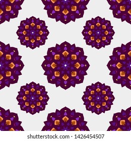 Seamless pattern with ethnic mandala art ornament. Mandala seamless pattern background. Floral mandala pattern background