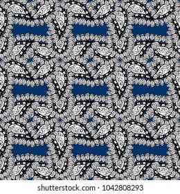 Seamless pattern ethnic mandalas, doodle background circles. White, black and gray pattern. Vector Hand drawn zentangle floral white, black and gray colors.
