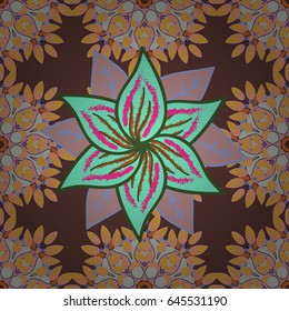 Seamless pattern ethnic mandalas, doodle background circles. Blue pattern. Vector Hand drawn zentangle floral on white background.