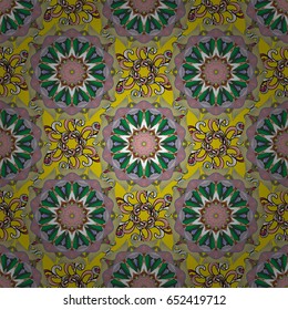 Seamless pattern ethnic mandalas, doodle background circles. Colorfil pattern. Vector Hand drawn zentangle floral colorfil background.