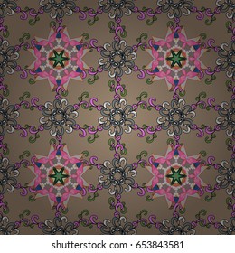 Seamless pattern ethnic mandalas, doodle background circles. Pattern. Vector Hand drawn zentangle floral on colorful background.